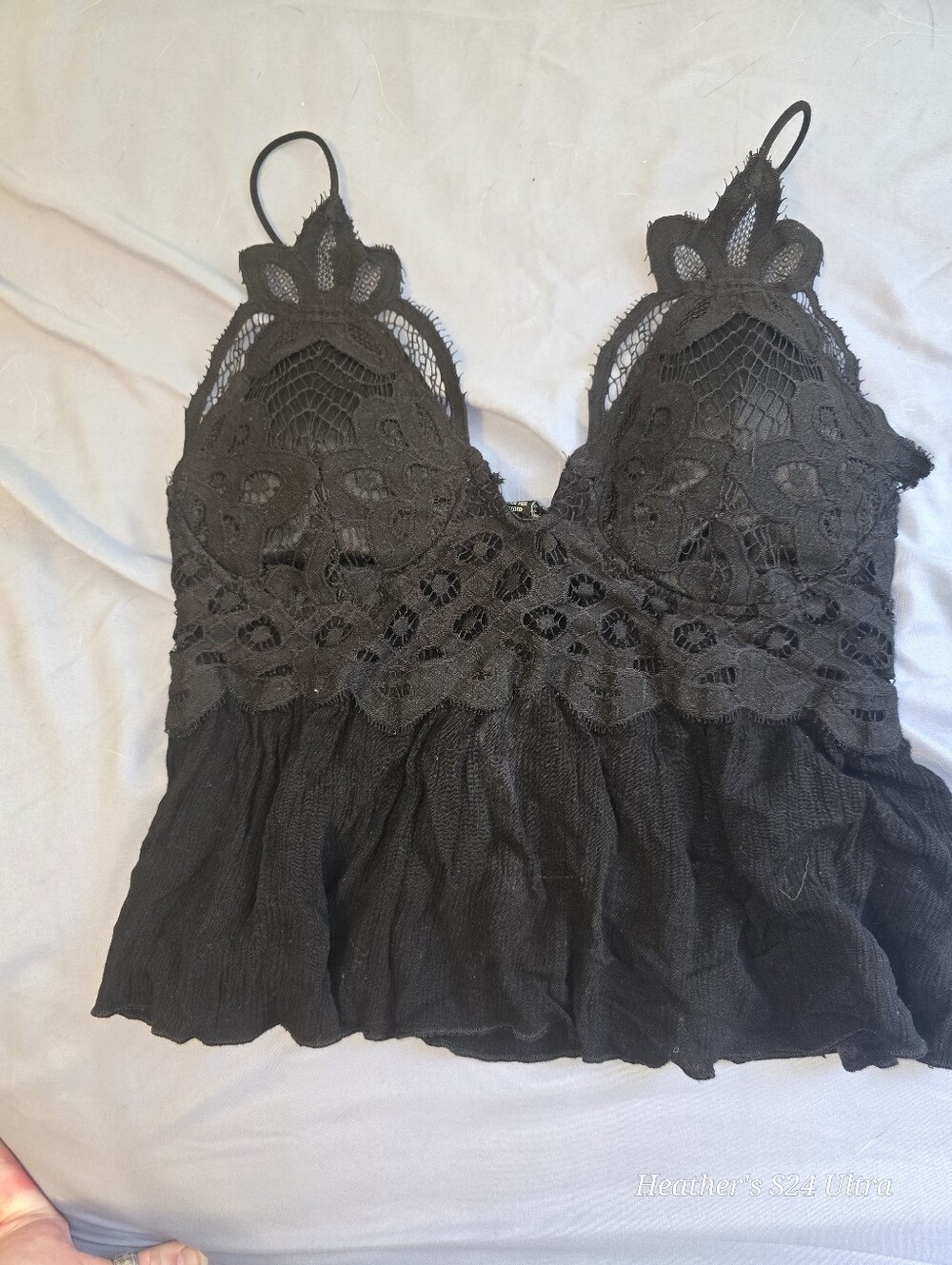 Justify, Black Lace Crochet Cami Tank Top